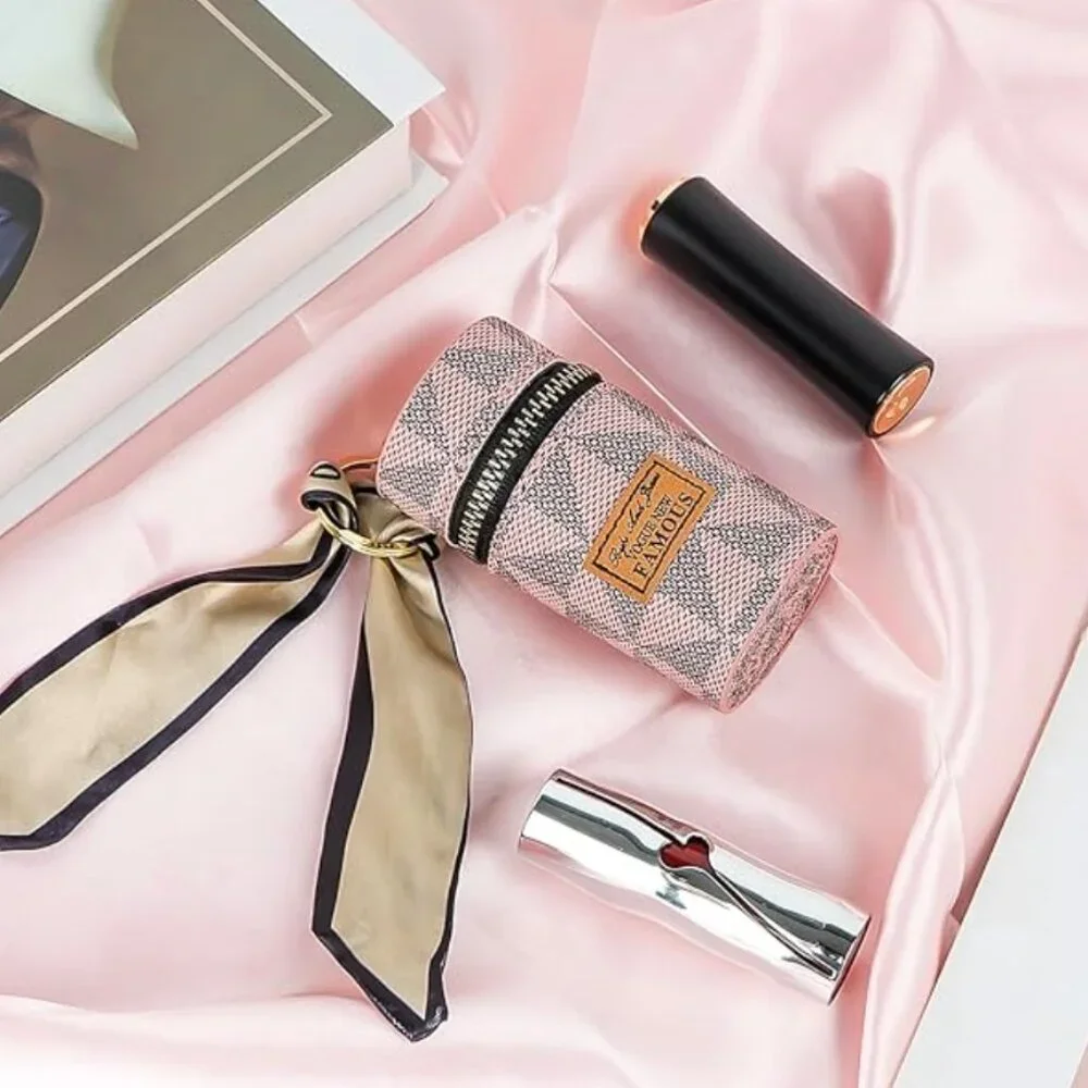 Lipstick Case, Mini Leather Lip Gloss Lipstick Organizer, Travel Lipstick Bag wi